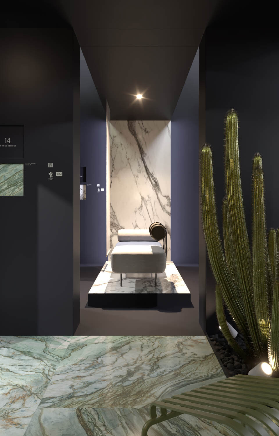 Marble pavilion with a cactus