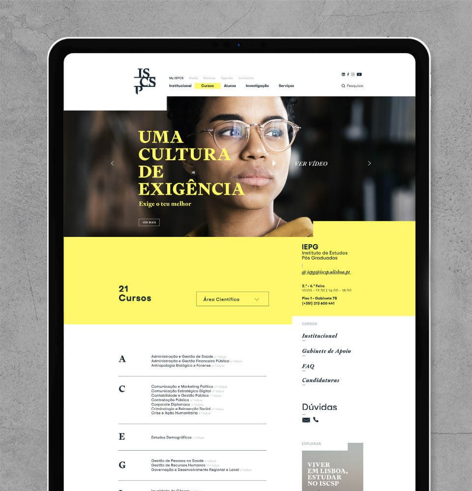 ISCSP website on a tablet