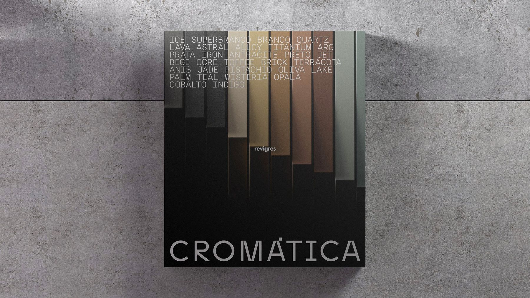Cromática catalogue cover listing the collection colours