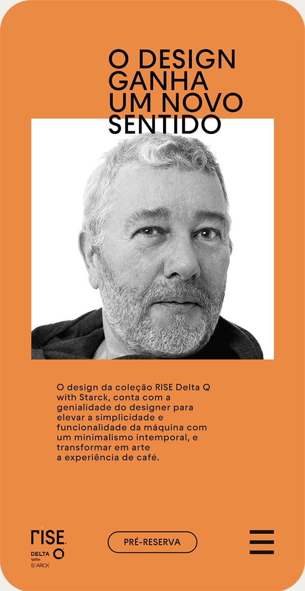 RISE landing page on mobile: Philippe Starck