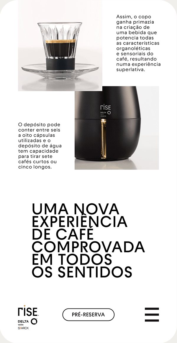 RISE landing page on mobile: a new coffee experience
